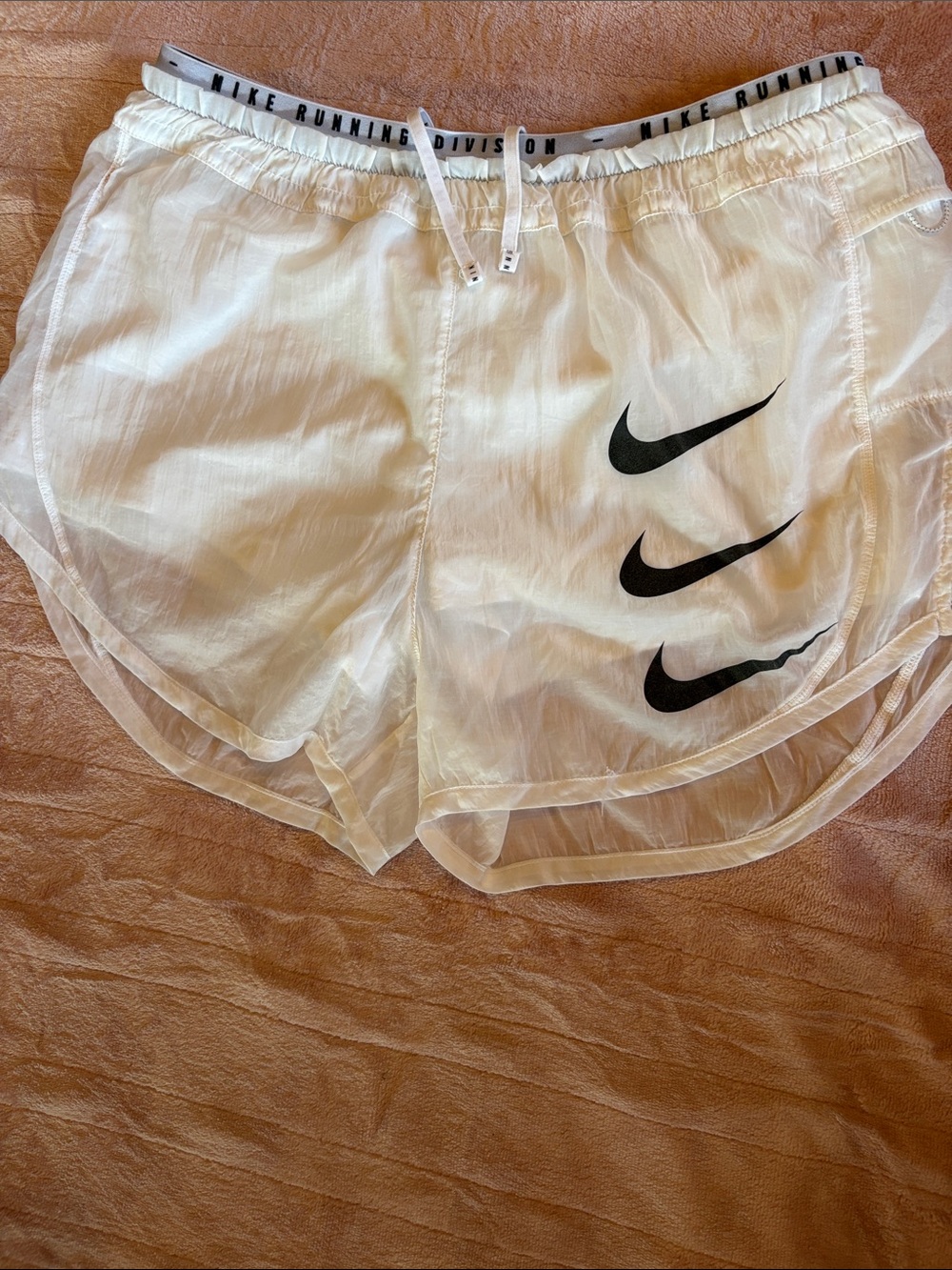 Nike White Women's Running Shorts with Black Swoosh Trio